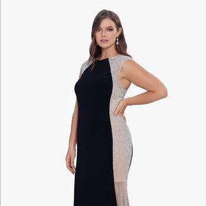 NEW XSCAPE Black and nude full length dress
